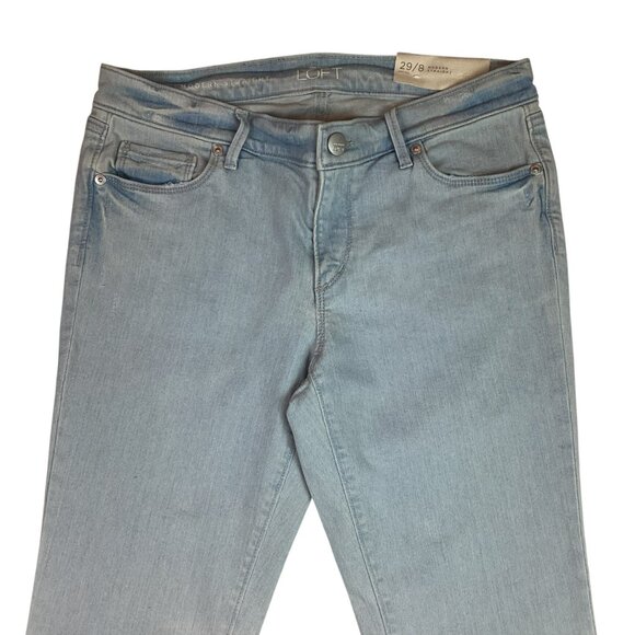 Ann Taylor Loft Womens 29/8 Petite Modern Straight Jeans Light Wash Cotton Blend - Picture 4 of 15